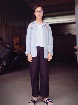 「ナイキ」｜「アイテム（ビーチサンダル）」を使った、千禧年さん（レディース・151cm）の春コーディネート