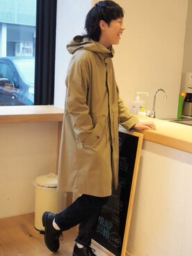 「FRAPBOIS」｜「アイテム（ステンカラーコート）」を使った、Takaさん（メンズ・171cm）の秋コーディネート
