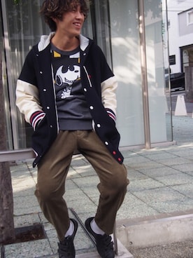 「FRAPBOIS」｜「アイテム（スタジャン）」を使った、Takaさん（メンズ・171cm）の秋コーディネート