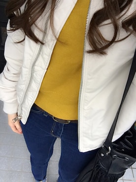 「stradivarius（ストラディバリウス）のアイテム（ブルゾン）」を使った、megumi takemuraさん（レディース・158cm）の春コーディネート