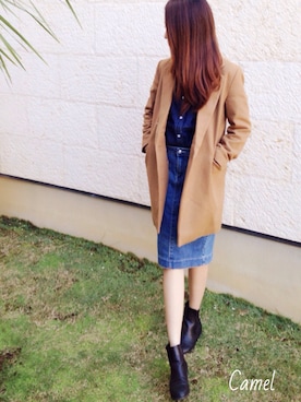 「アイテム（チェスターコート）」を使った、ikuさん（レディース・161cm）の冬コーディネート