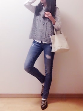 「ZARA（ザラ）のアイテム（その他シューズ）」を使った、ikuさん（レディース・161cm）の冬コーディネート