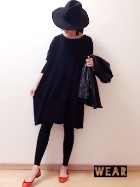 「NANO universe（ナノユニバース）のアイテム（ライダースジャケット）」を使った、ikuさん（レディース・161cm）の冬コーディネート