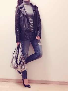 「GAP（ギャップ）のアイテム（バッグ）」を使った、ikuさん（レディース・161cm）の冬コーディネート