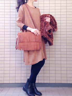 「アイテム（ブーティ）」を使った、ikuさん（レディース・161cm）の冬コーディネート