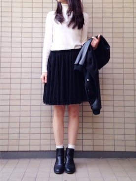 「アイテム（ブーティ）」を使った、ikuさん（レディース・161cm）の冬コーディネート