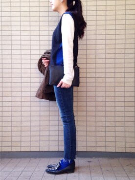 「切りっぱなし」｜「アイテム（その他シューズ）」を使った、ikuさん（レディース・161cm）の冬コーディネート