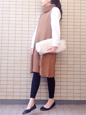「OLD NAVY（オールドネイビー）のアイテム（バレエシューズ）」を使った、ikuさん（レディース・161cm）の冬コーディネート