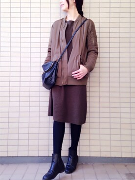 「H&M（エイチ・アンド・エム）のアイテム（ショルダーバッグ）」を使った、ikuさん（レディース・161cm）の冬コーディネート