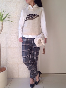 「アイテム（クラッチバッグ）」を使った、ikuさん（レディース・161cm）の冬コーディネート