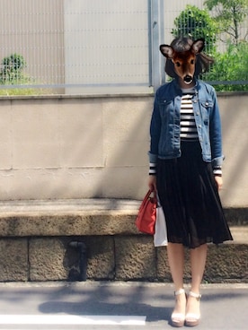 「CELINE」｜「アイテム（デニムジャケット）」を使った、ちゃんなるさん（レディース・159cm）の春コーディネート