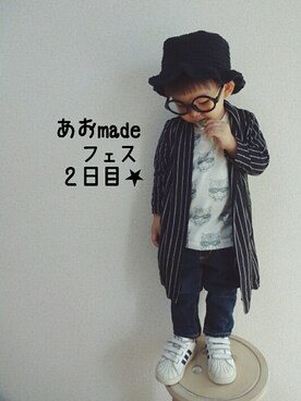 「カジュアルダウン」｜「アイテム（その他）」を使った、あお✳さん（キッズ・80cm）の夏コーディネート