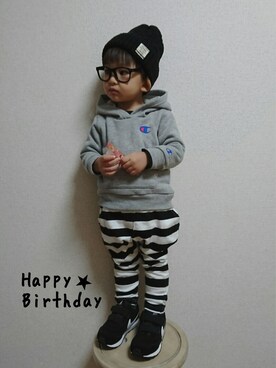 「アイテム（ラッピングキット、レッド系）」を使った、あお✳さん（キッズ・80cm）の秋コーディネート