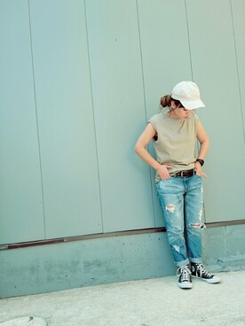 「La Leia（ラレイア）のアイテム」を使った、くっちぃさん（レディース・152cm）の夏コーディネート