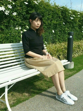 「アイテム（ポロシャツ）」を使った、shizukaさん（レディース・169cm）の春コーディネート