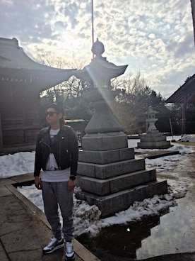 「G-SHOCK」｜「アイテム（ライダースジャケット）」を使った、夢乃 蹴美 さん（メンズ・173cm）の冬コーディネート