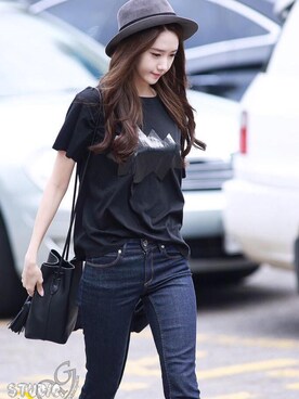 「？のアイテム（トップス、ブラック系）」を使った、623さん（レディース・155cm）の秋コーディネート