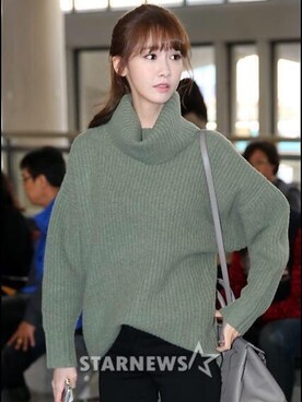 「？のアイテム（トップス、グリーン系）」を使った、623さん（レディース・155cm）の秋コーディネート