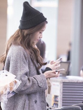 「brand ?（ブランド ?）のアイテム（ダウンジャケット/コート、グレー系）」を使った、623さん（レディース・155cm）の秋コーディネート