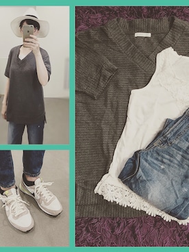 「レースタンク」｜KANANNE_AMさん（レディース・165cm）の夏コーディネート