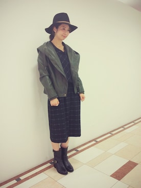 「ハットコーデ」｜「アイテム（ワンピース/ドレス）」を使った、なかしーさん（レディース・163cm）の秋コーディネート