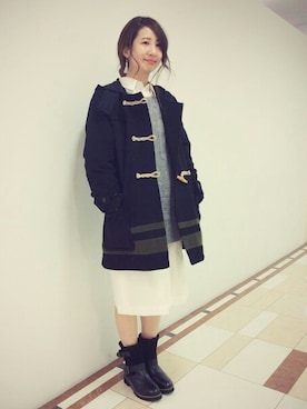 「シャツワンピ」｜「アイテム（ダッフルコート）」を使った、なかしーさん（レディース・163cm）の秋コーディネート