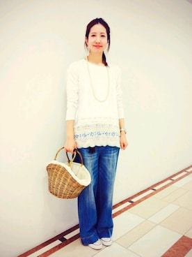 「AS KNOW AS de base（アズノゥアズドゥバズ）のアイテム」を使った、なかしーさん（レディース・163cm）の春コーディネート