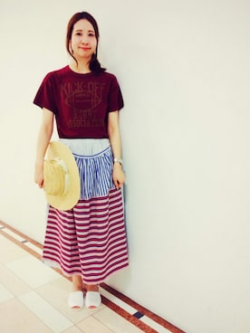 「AS KNOW AS de base（アズノゥアズドゥバズ）のアイテム」を使った、なかしーさん（レディース・163cm）の春コーディネート