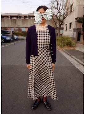 「chambre de charme（シャンブルドゥシャーム）のアイテム（アクセサリー）」を使った、hrnさん（レディース・156cm）の冬コーディネート