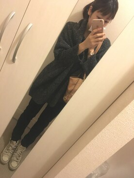 「Marc by Marc Jacobs（マークバイマークジェイコブス）のAMY BRACELET PINKGOLD（アナログ腕時計、ゴールド系）」を使った、ta_miiさん（レディース・158cm）の冬コーディネート