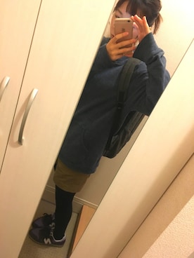 「CHUMS（チャムス）のチャムス / キッズハリケーンデイパックスウェット（バックパック/リュック、グレー系）」を使った、ta_miiさん（レディース・158cm）の冬コーディネート