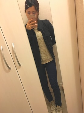 「SLY（スライ）のアイテム（ジャケット/アウター、ブラック系）」を使った、ta_miiさん（レディース・158cm）の春コーディネート