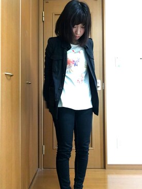 「SLY（スライ）のアイテム（ジャケット/アウター、ブラック系）」を使った、ta_miiさん（レディース・158cm）の春コーディネート