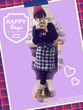 「one way（ワンウェイ）のアイテム（ニットキャップ/ビーニー）」を使った、さらたんさん（レディース・149cm）の秋コーディネート