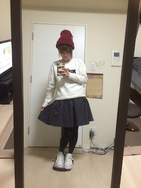 「one way（ワンウェイ）のアイテム（ニットキャップ/ビーニー）」を使った、さらたんさん（レディース・149cm）の冬コーディネート