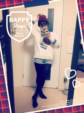 「one way（ワンウェイ）のアイテム（ニットキャップ/ビーニー）」を使った、さらたんさん（レディース・149cm）の冬コーディネート