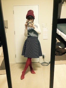 「one way（ワンウェイ）のアイテム（ニットキャップ/ビーニー）」を使った、さらたんさん（レディース・149cm）の冬コーディネート