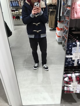 「Design Tshirts Store graniph（デザイン　ティーシャツ　ストア　グラニフ）のアイテム（ダッフルコート）」を使った、あおねさん（メンズ・170cm）の冬コーディネート