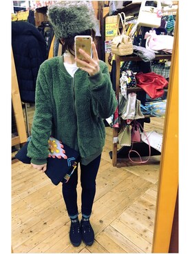 「Honeys（ハニーズ）のアイテム（スタジャン）」を使った、suelyさん（レディース・158cm）の冬コーディネート
