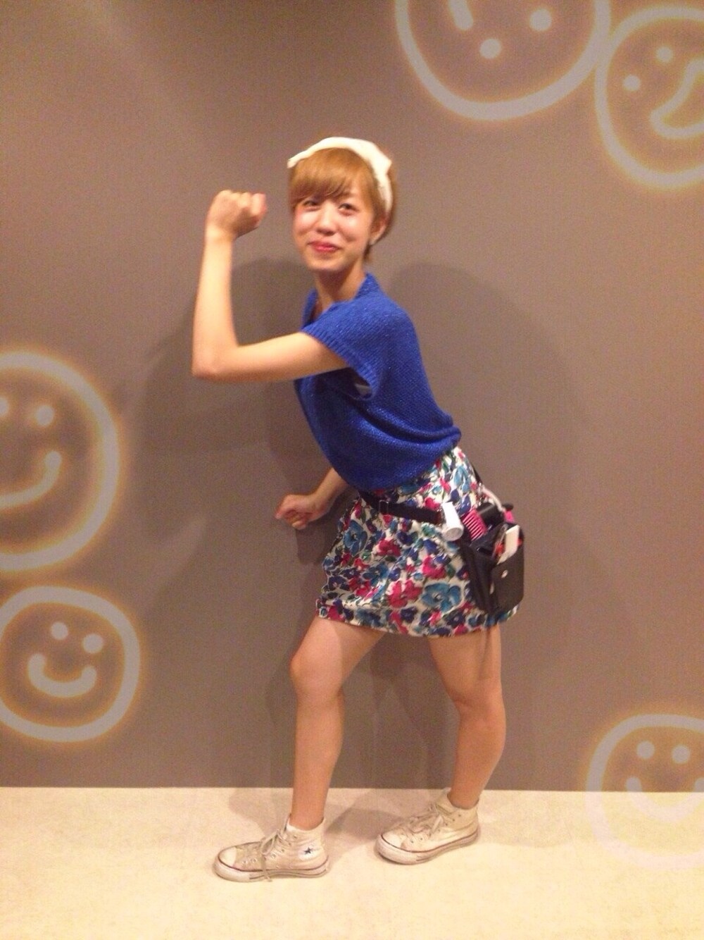 「古着、ヘアバンド、American Apparel、ページボーイ、花柄 スカート、#WEARBOOKエントリー」｜「アイテム（その他トップス、ブルー系）」を使った、毛玥婷 (マオイェティン)さん（レディース・160cm）の夏コーディネートの1枚目の写真