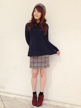 「ぺプラムトップス」｜「アイテム（ブーティ）」を使った、Yahhoさん（レディース・164cm）の秋コーディネート