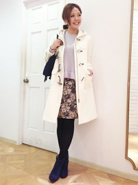 「ぺプラムトップス」｜「アイテム（ダッフルコート）」を使った、Yahhoさん（レディース・164cm）の秋コーディネート