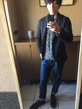 「YEVS（イーブス）のアイテム（テーラードジャケット）」を使った、やましぃさん（メンズ・173cm）の冬コーディネート