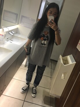 「allstar」｜「アイテム（Tシャツ/カットソー）」を使った、Mikuさん（レディース・154cm）の春コーディネート