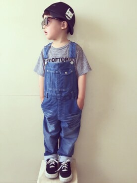 「Smoothy（スムージー）のアイテム（オールインワン・サロペット）」を使った、eightmaaanさん（キッズ・100cm）の春コーディネート