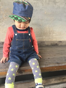 「BeBe（ベベ）のアイテム（サロペット/オーバーオール）」を使った、m_akxhi08さん（キッズ・80cm）の春コーディネート