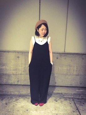 「アイテム（ハンチング/ベレー帽、ベージュ系）」を使った、じゅんさん（レディース・150cm）の夏コーディネート