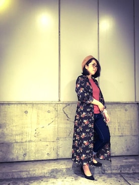 「アイテム（シャツワンピース、ブラック系）」を使った、じゅんさん（レディース・150cm）の秋コーディネート