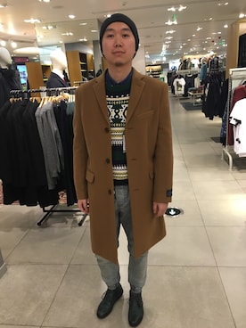 「H&M（エイチ・アンド・エム）のアイテム（ジャケット/アウター）」を使った、shuaichanさん（メンズ・178cm・20代）の冬コーディネート