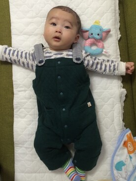 「アイテム（ママ＆ベビー、グリーン系）」を使った、maaakyy☆soraさん（キッズ・70cm）の冬コーディネート